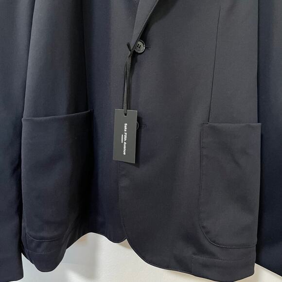 Saks Fifth Avenue Modern Single Breasted Blazer Size XXL Navy Sport Jacket - Picture 7 of 11